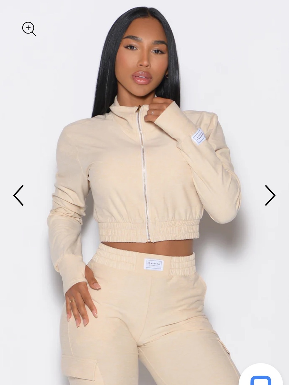 Bombshell Sportswear Vanilla Cream Cloud Crop Jacket Small